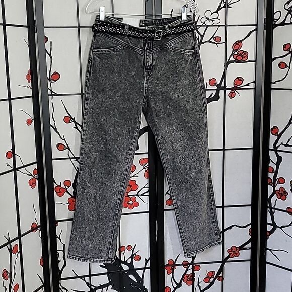 MAJE First Stone Cropped belted high-rise straight-leg jeans - Picture 3 of 13